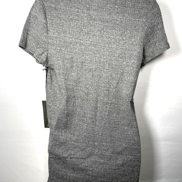 Anthropology Lacausa Cotton Grey Deep V Neck T-Shirt Size Large - Picture 3 of 4